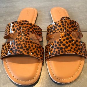 J CREW leopard slip on sandals